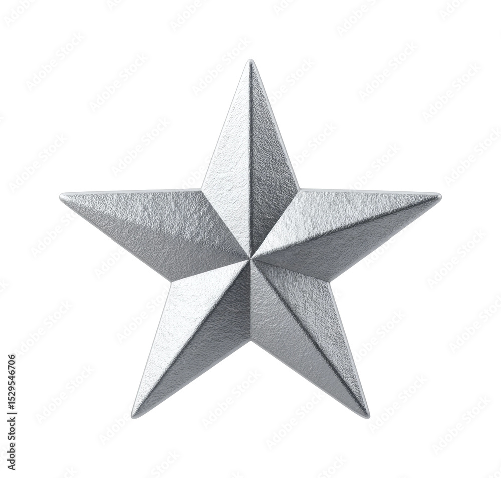 Obraz premium PNG Textured metal silver star illustration on black background