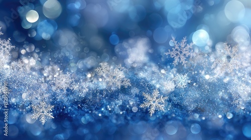 Winter Wonderland: Delicate snowflakes dance on a cool blue backdrop, creating a magical winter scene.