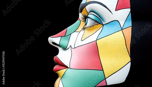 Colorful Geometric Abstract Face Profile Portrait