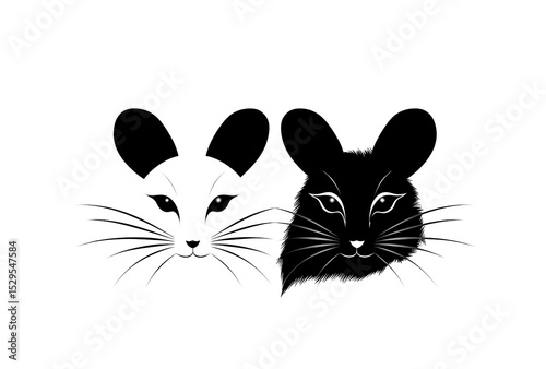 Mouse logo, black and white, white background