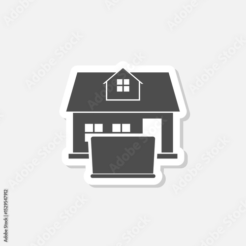 Working at home icon sticker isolated on gray background
