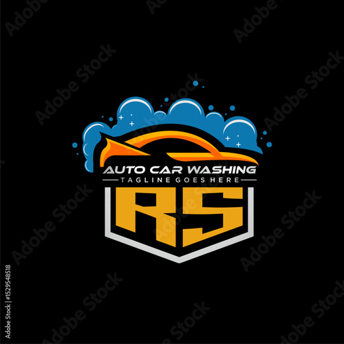 RS initial monogram for carwash with car clean image design vector