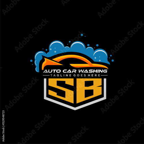 SB initial monogram for carwash with car clean image design vector