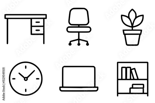 Minimal Home Office and Workspace Icons