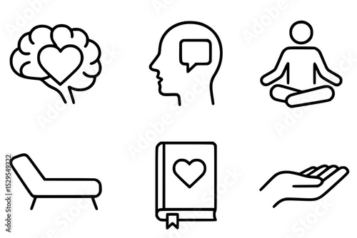 Minimalist Mental Health and Wellness Icons