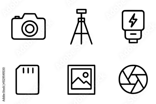 Minimalist Photography Equipment Icons Set