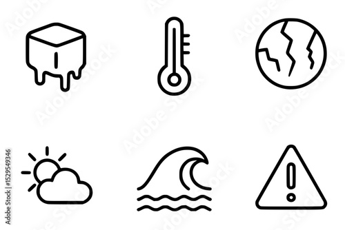 Minimal Climate Change and Global Warming Icon Set