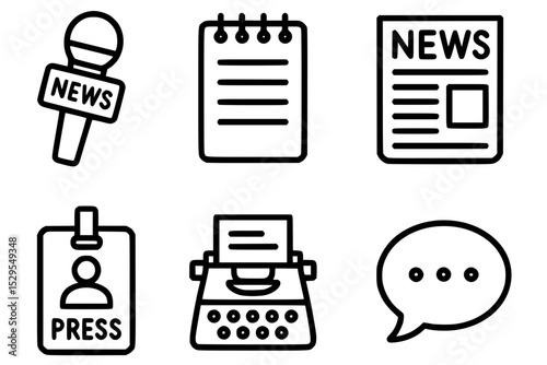 Minimal Journalism and News Reporting Icon Set