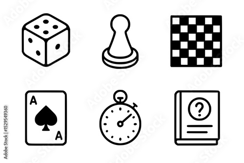 Minimal Board Game and Tabletop Gaming Icons Set