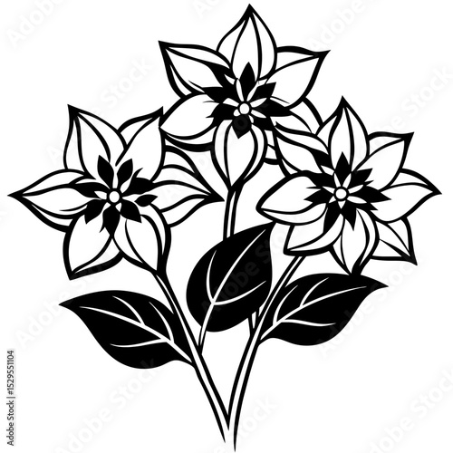 Simple Retro Flower Vector on White Background