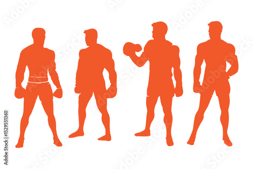 Set of vector illustrations of men's boxing silhouettes