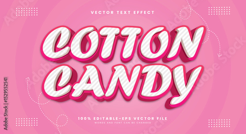 Cotton Candy 3d editable text effect template Suitable for pink background