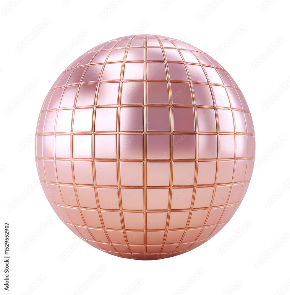 Fototapeta premium PNG Shiny pink disco ball with reflective grid design