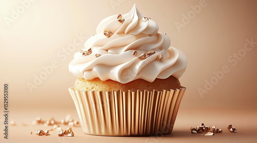 Delicious cupcake topped with creamy frosting
