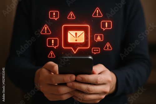 Communication challenges arise when digital alerts overwhelm attention signaling urgent messages that demand immediate focus photo