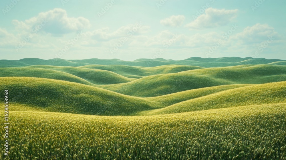 Obraz premium Rolling Green Hills Under a Sunny Sky