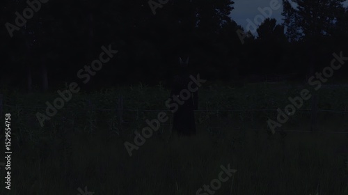 Shadowy figure standing within a landscape