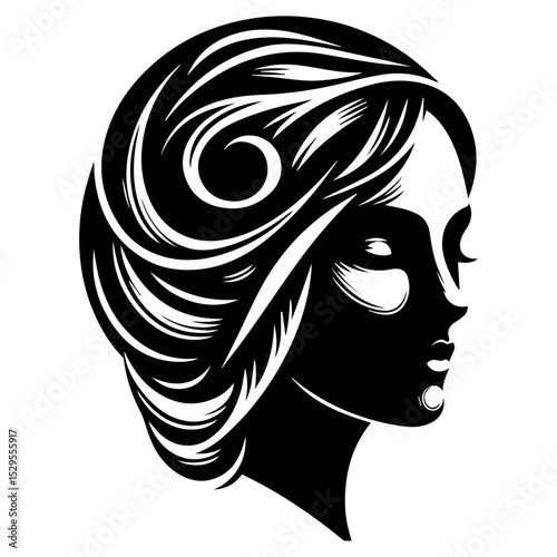 A black vector image of a human face in a contemplative mood.