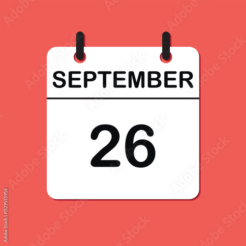 September 26. Daily Calendar icon for design. Simple design for business brochure, flyer, print media, advertisement. Easily editable.