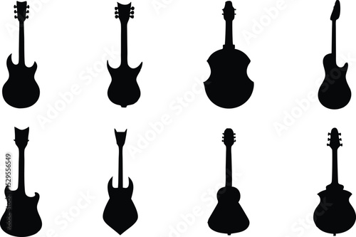 guitar vector silhouette bundle design.