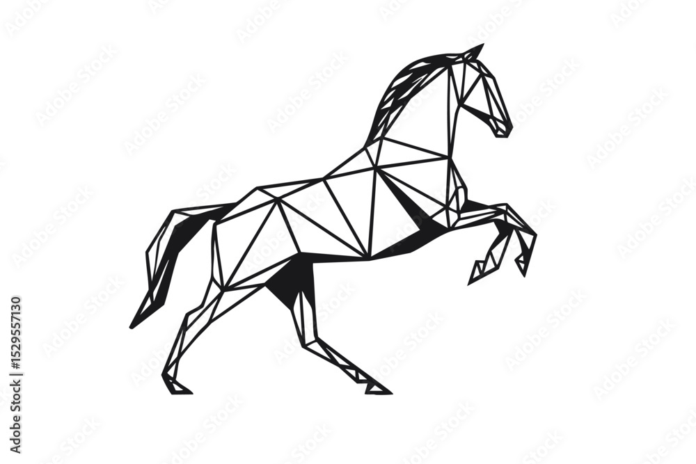 Fototapeta premium Stylized geometric horse vector icon for modern digital design and identity