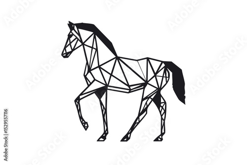 Stylized geometric horse vector icon for modern digital design and identity