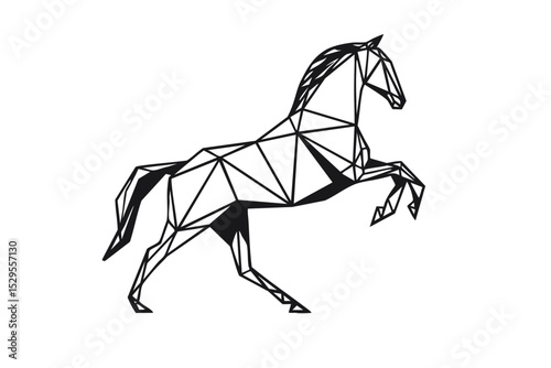 Stylized geometric horse vector icon for modern digital design and identity
