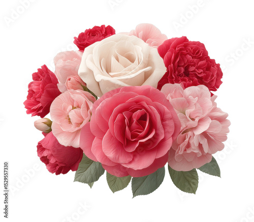 Fototapeta Naklejka Na Ścianę i Meble -  PNG Vibrant bouquet of pink and red roses and carnations