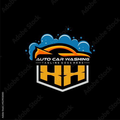 XX initial monogram for carwash with car clean image design vector