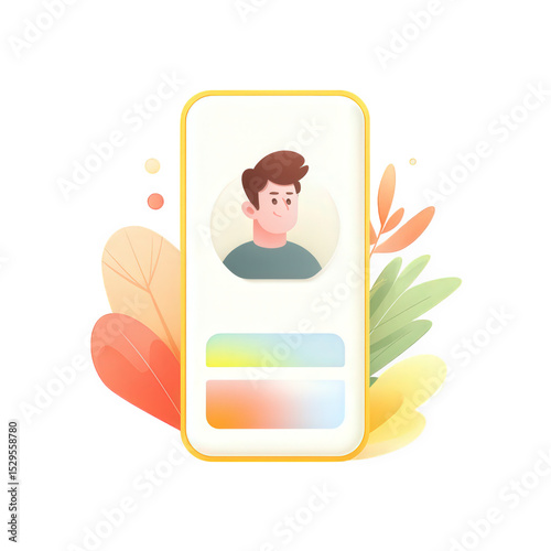 Modern User Interface Design with Profile Icon and Colorful Leaves