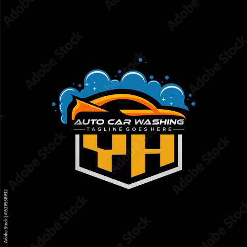 YH initial monogram for carwash with car clean image design vector