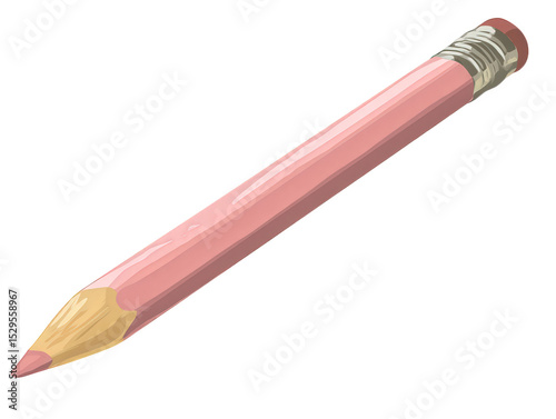 Single Pink Pencil on a Transparent Background for Creative Use