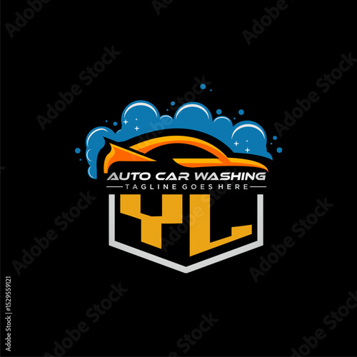 YL initial monogram for carwash with car clean image design vector