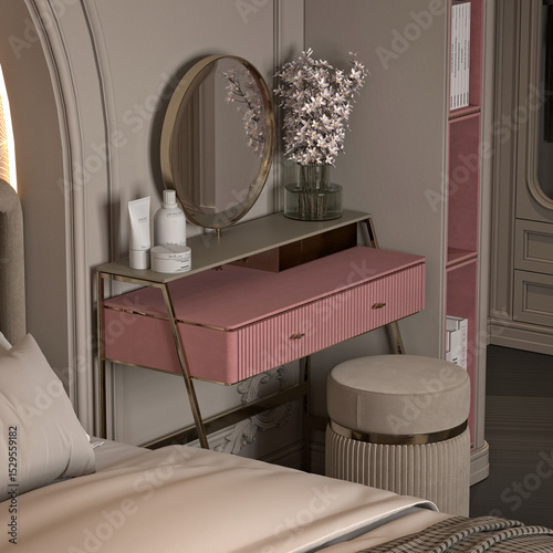 interior of a bedroom, 3d render
