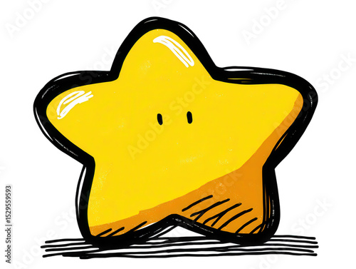 Cute Hand-Drawn Yellow Star Illustration with Simple Design Elements