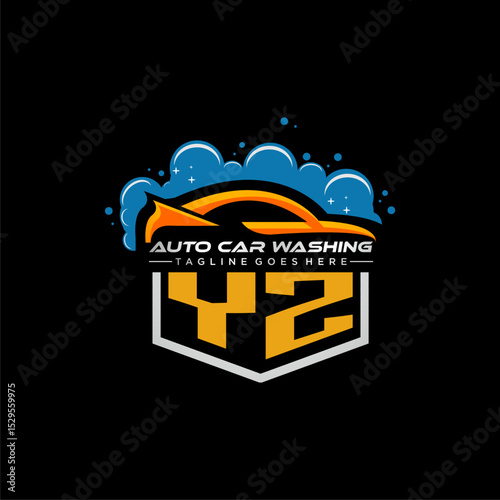 YZ initial monogram for carwash with car clean image design vector