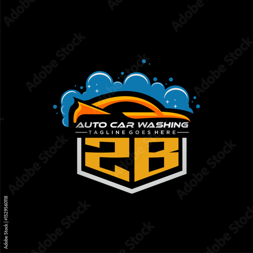 ZB initial monogram for carwash with car clean image design vector