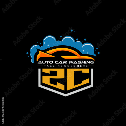 ZC initial monogram for carwash with car clean image design vector