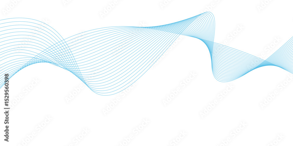 Fototapeta premium Abstract Blue Wave Lines on White Background. Vector Illustration