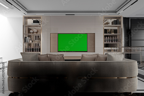 3d render modern living room