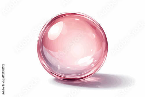 A picture of a pink glass ball on a white background
