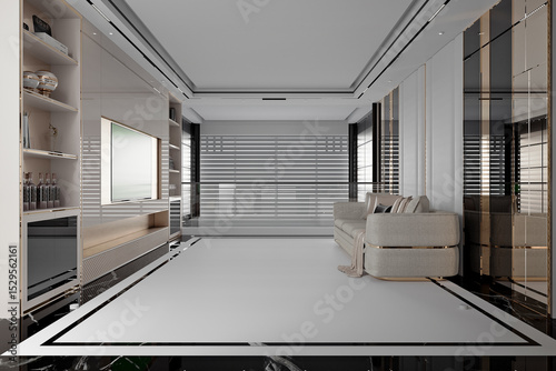 3d render modern living room