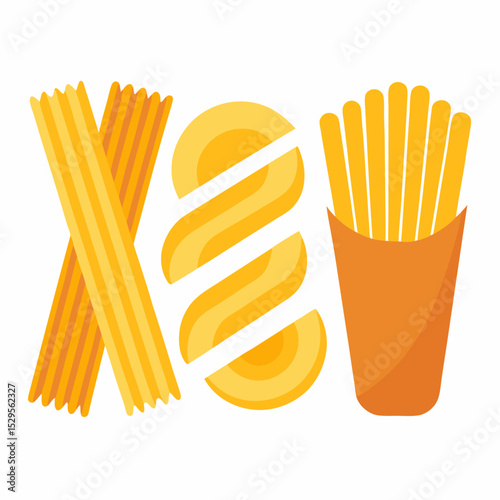 National Pasta Day Classic Pasta Shapes Vector Minimalist Food Illustration