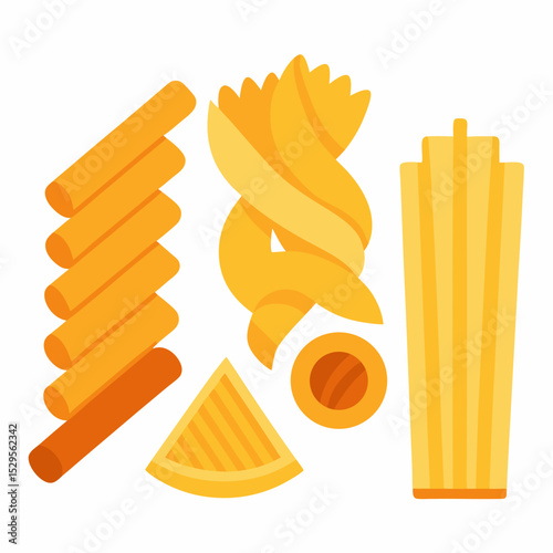 National Pasta Day Classic Pasta Shapes Vector Minimalist Food Illustration