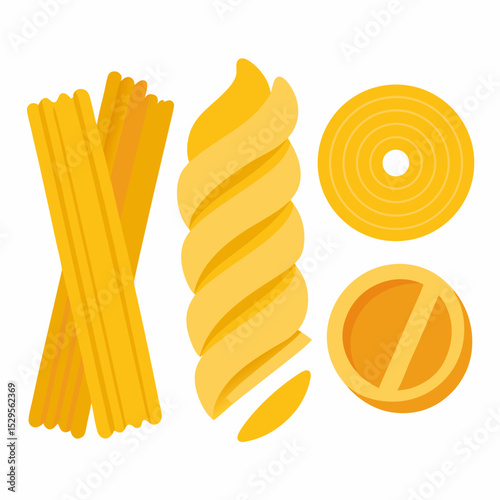National Pasta Day Classic Pasta Shapes Vector Minimalist Food Illustration