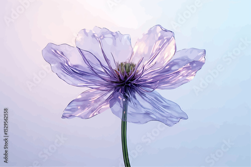 A picture of transparent glass flower illustration with minimalist background