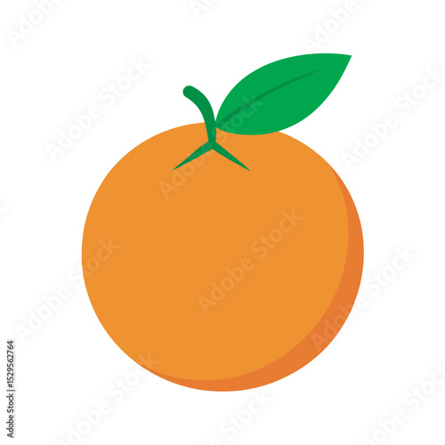 Tangerine Fruit With Leaf Outline Vector