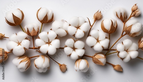 cotton flowers on white background