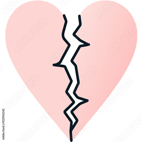 A Broken Heart Symbolizing Grief and Emotional Pain with a Green Outline