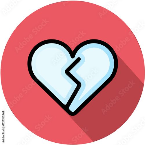 A Broken Heart Symbolizing Sadness and Emotional Pain in a Circle